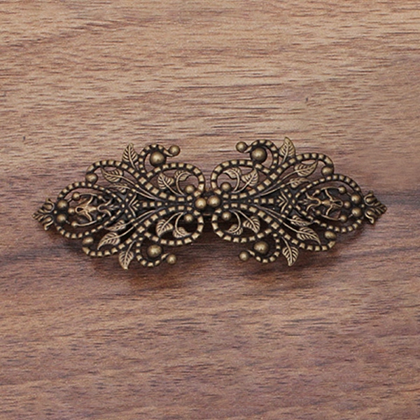 PandaHall Brass Filigree Hair Barrette, Hollow out, with Iron Findings, Flower, Antique Bronze, 94x34mm Brass
PandaHall Brass Filigree Hair Barrette, Hollow out, with Iron Findings, Flower, Antique Bronze, 94x34mm Brass