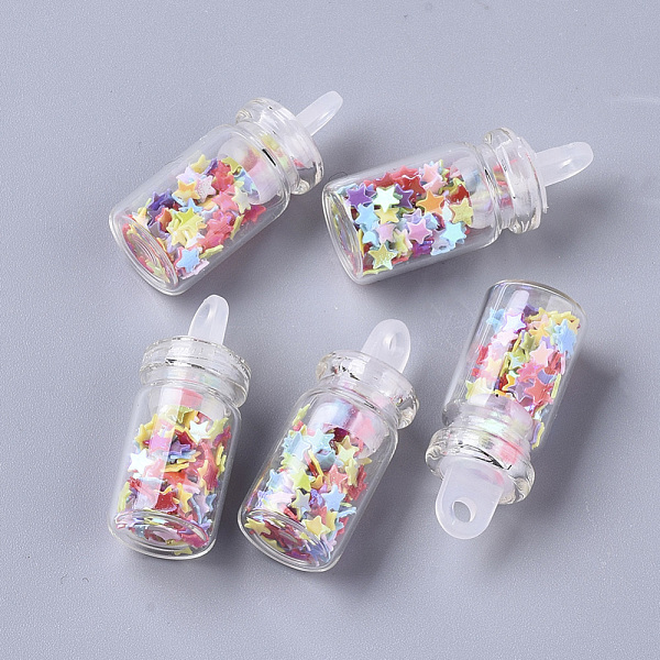 PandaHall Glass Wishing Bottle Pendant Decorations, with Star Glitter Sequins/Paillette inside, with Plastic Plug, Colorful, 24.5x10mm, Hole...
PandaHall Glass Wishing Bottle Pendant Decorations, with Star Glitter Sequins/Paillette inside, with Plastic Plug, Colorful, 24.5x10mm, Hole...