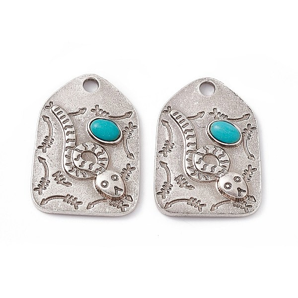 PandaHall Synthetic Turquoise Pendants, Arch Charms with Snake, with Rack Plating Alloy Findings, Antique Silver, 29x20x3mm, Hole: 3mm...
PandaHall Synthetic Turquoise Pendants, Arch Charms with Snake, with Rack Plating Alloy Findings, Antique Silver, 29x20x3mm, Hole: 3mm...