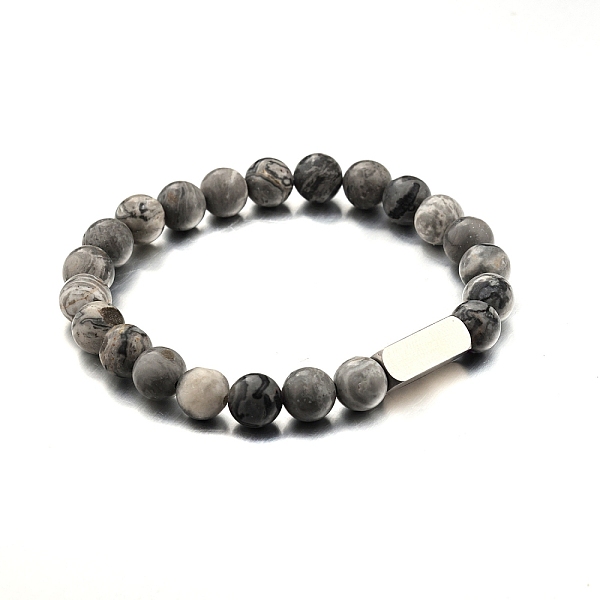 PandaHall Natural Map Stone Round Beaded Stretch Bracelet, with Stamping Blank Stainless Steel Cube Beaded, 7-1/4 inch(18.5cm) Map Stone...
PandaHall Natural Map Stone Round Beaded Stretch Bracelet, with Stamping Blank Stainless Steel Cube Beaded, 7-1/4 inch(18.5cm) Map Stone...