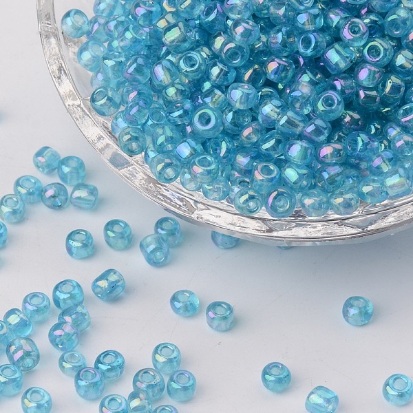 PandaHall (Repacking Service Available) Round Glass Seed Beads, Transparent Colours Rainbow, Round, Aqua, 6/0, 4mm, about 12g/bag Glass Cyan
PandaHall (Repacking Service Available) Round Glass Seed Beads, Transparent Colours Rainbow, Round, Aqua, 6/0, 4mm, about 12g/bag Glass Cyan