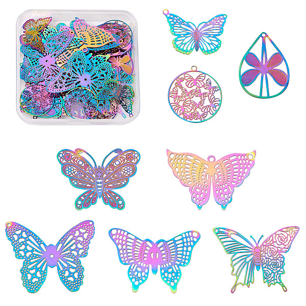 PandaHall Fashewelry 48Pcs 8 Style 201 Stainless Steel Filigree Pendants, Etched Metal Embellishments, Butterfly, Rainbow Color, 6pcs/style...
PandaHall Fashewelry 48Pcs 8 Style 201 Stainless Steel Filigree Pendants, Etched Metal Embellishments, Butterfly, Rainbow Color, 6pcs/style...