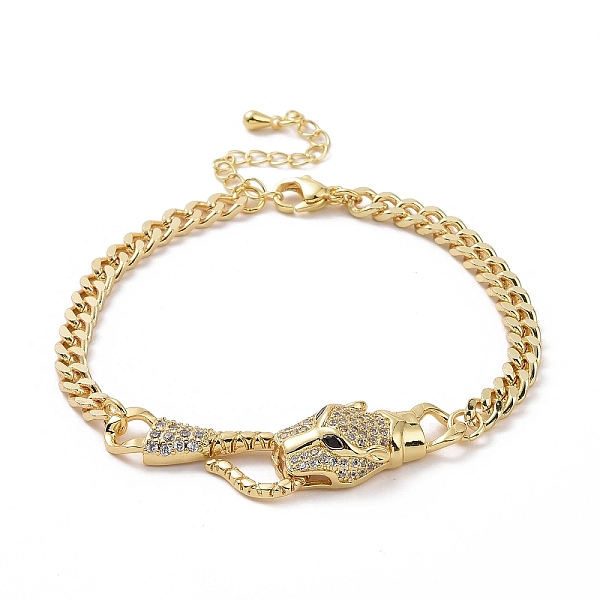 PandaHall Cubic Zirconia Leopard Link Bracelet Brass Curb Chains for Women, Real 18K Gold Plated, 7-1/8 inch(18.2cm), Leopard: 25x11x7mm..., Clear
PandaHall Cubic Zirconia Leopard Link Bracelet Brass Curb Chains for Women, Real 18K Gold Plated, 7-1/8 inch(18.2cm), Leopard: 25x11x7mm..., Clear