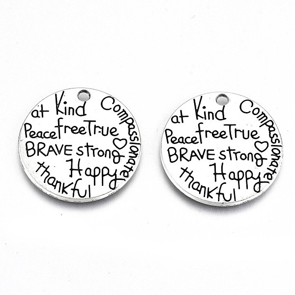 PandaHall Tibetan Style Alloy Pendants, Lead Free & Cadmium Free, Flat Round with Word, Antique Silver, 24.5x2mm, Hole: 2mm, about...
PandaHall Tibetan Style Alloy Pendants, Lead Free & Cadmium Free, Flat Round with Word, Antique Silver, 24.5x2mm, Hole: 2mm, about...