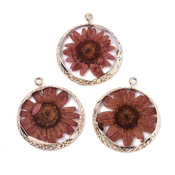 PandaHall Transparent Clear Epoxy Resin & Dried Flower Pendants, with Edge Light Gold Plated Iron Loops, Flat Round, Sienna, 34x29x3.5mm..., Brown
PandaHall Transparent Clear Epoxy Resin & Dried Flower Pendants, with Edge Light Gold Plated Iron Loops, Flat Round, Sienna, 34x29x3.5mm..., Brown