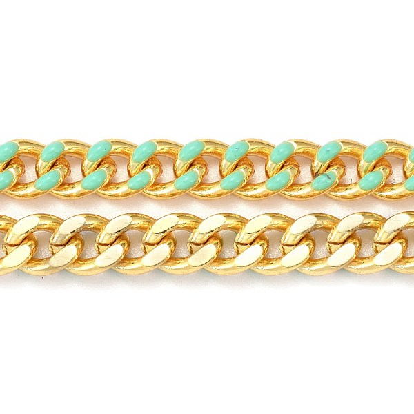 PandaHall Two Tone Handmade Brass Curb Chains, with Enamel and Spool, Unwelded, Long-Lasting Plated, Real 18K Gold Plated, Aquamarine..., Green
PandaHall Two Tone Handmade Brass Curb Chains, with Enamel and Spool, Unwelded, Long-Lasting Plated, Real 18K Gold Plated, Aquamarine..., Green