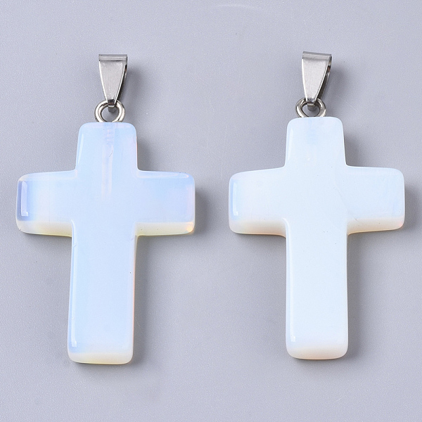 PandaHall Opalite Pendants, with Random Stainless Steel Snap On Bails, Cross, 44~46x27~29x6~8mm, Hole: 4x8mm Opalite Cross
PandaHall Opalite Pendants, with Random Stainless Steel Snap On Bails, Cross, 44~46x27~29x6~8mm, Hole: 4x8mm Opalite Cross