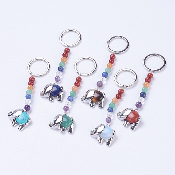 PandaHall Natural/Synthetic Gemstone Chakra Keychain, with Mixed Stone and Platinum Plated Brass Key Findings, Elephant, 92mm, Ring: 24x2mm...
PandaHall Natural/Synthetic Gemstone Chakra Keychain, with Mixed Stone and Platinum Plated Brass Key Findings, Elephant, 92mm, Ring: 24x2mm...