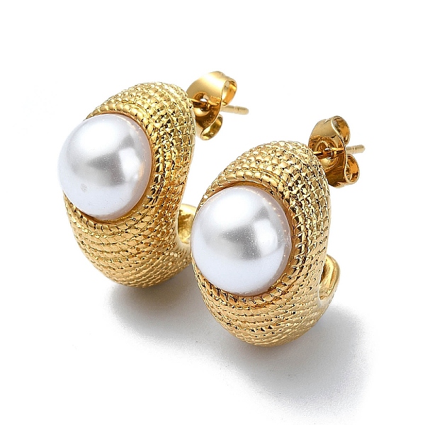 PandaHall Ion Plating(IP) 304 Stainless Steel Stud Earrings, Half Hoop Earrings with Plastic Pearl, Golden, 20x13mm 304 Stainless Steel..., White
PandaHall Ion Plating(IP) 304 Stainless Steel Stud Earrings, Half Hoop Earrings with Plastic Pearl, Golden, 20x13mm 304 Stainless Steel..., White