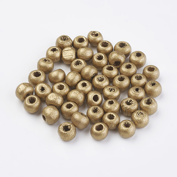 PandaHall Spray Painted Natural Wood Beads, Round, Golden Plated, 6x5mm, Hole: 2mm, about 8300pcs/500g Wood Round
PandaHall Spray Painted Natural Wood Beads, Round, Golden Plated, 6x5mm, Hole: 2mm, about 8300pcs/500g Wood Round