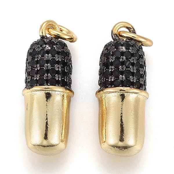 PandaHall Brass Micro Pave Black Cubic Zirconia Pendants, Long-Lasting Plated, with Jump Rings, Capsule Shape, Golden, Black, 16x6x6mm, Hole...
PandaHall Brass Micro Pave Black Cubic Zirconia Pendants, Long-Lasting Plated, with Jump Rings, Capsule Shape, Golden, Black, 16x6x6mm, Hole...