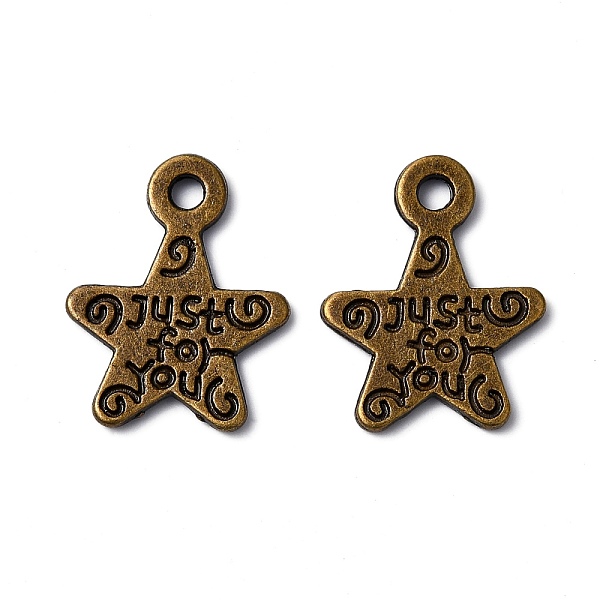 PandaHall Gift Ideas for Men On Valentines Day Tibetan Style Alloy Star Carved Word Just for You Message Charms, Antique Bronze, Lead Free &...
PandaHall Gift Ideas for Men On Valentines Day Tibetan Style Alloy Star Carved Word Just for You Message Charms, Antique Bronze, Lead Free &...