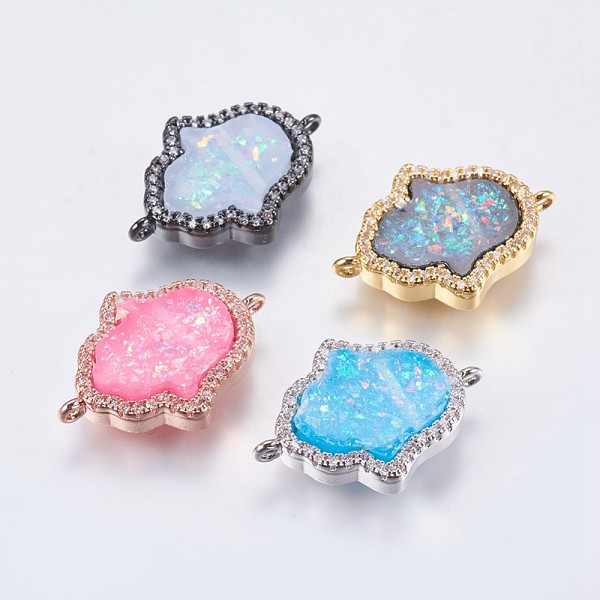 PandaHall Brass Micro Pave Cubic Zirconia Links connectors, Hamsa Hand/Hand of Fatima/Hand of Miriam, Mixed Color, 22.5x16x4mm, Hole: 1mm..., Multicolor
PandaHall Brass Micro Pave Cubic Zirconia Links connectors, Hamsa Hand/Hand of Fatima/Hand of Miriam, Mixed Color, 22.5x16x4mm, Hole: 1mm..., Multicolor