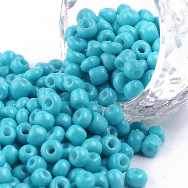 PandaHall Baking Paint Glass Seed Beads, Dark Turquoise, 6/0, 4~5x3~4mm, Hole: 1~2mm, about 4500pcs/bag Glass Cyan
PandaHall Baking Paint Glass Seed Beads, Dark Turquoise, 6/0, 4~5x3~4mm, Hole: 1~2mm, about 4500pcs/bag Glass Cyan