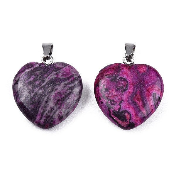 PandaHall Natural Map Stone Pendants, with Stainless Steel Color Tone Stainless Steel Snap On Bails, Heart Charm, Dyed & Heated, Medium...
PandaHall Natural Map Stone Pendants, with Stainless Steel Color Tone Stainless Steel Snap On Bails, Heart Charm, Dyed & Heated, Medium...