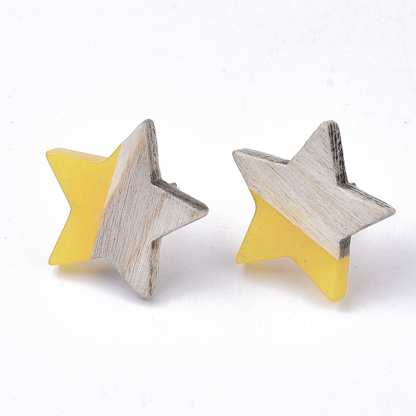 PandaHall Resin & Wood Stud Earrings, with 304 Stainless Steel Pin, Star, Yellow, 17x18mm, Pin: 0.7mm Resin Star Yellow
PandaHall Resin & Wood Stud Earrings, with 304 Stainless Steel Pin, Star, Yellow, 17x18mm, Pin: 0.7mm Resin Star Yellow