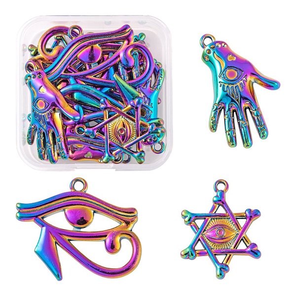 PandaHall 12Pcs 3 Style Plated Alloy Pendants, Star of David with Eye & Egyptian Eye of Horus & Hand of Eye, Rainbow Color...
PandaHall 12Pcs 3 Style Plated Alloy Pendants, Star of David with Eye & Egyptian Eye of Horus & Hand of Eye, Rainbow Color...