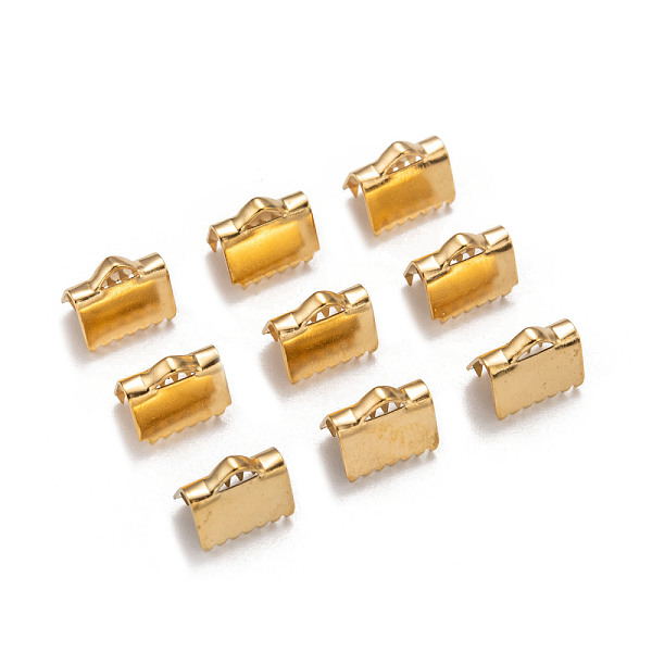 PandaHall Ion Plating(IP) 304 Stainless Steel Ribbon Crimp Ends, Golden, 9.5x10.5mm, Hole: 1.5x3mm 304 Stainless Steel
PandaHall Ion Plating(IP) 304 Stainless Steel Ribbon Crimp Ends, Golden, 9.5x10.5mm, Hole: 1.5x3mm 304 Stainless Steel