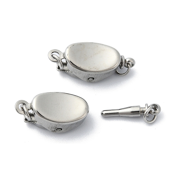 PandaHall 304 Stainless Steel Box Clasps, with Jump Ring, Oval, Stainless Steel Color, 17x7x6mm, Hole: 2mm 304 Stainless Steel Oval
PandaHall 304 Stainless Steel Box Clasps, with Jump Ring, Oval, Stainless Steel Color, 17x7x6mm, Hole: 2mm 304 Stainless Steel Oval