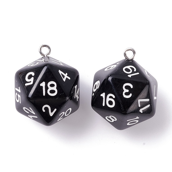 PandaHall Opaque Acrylic Pendants, with Platinum Plated Iron Findings, Faceted, Polyhedral Dice, D20, Black, 27.5x20x20mm, Hole: 2mm...
PandaHall Opaque Acrylic Pendants, with Platinum Plated Iron Findings, Faceted, Polyhedral Dice, D20, Black, 27.5x20x20mm, Hole: 2mm...