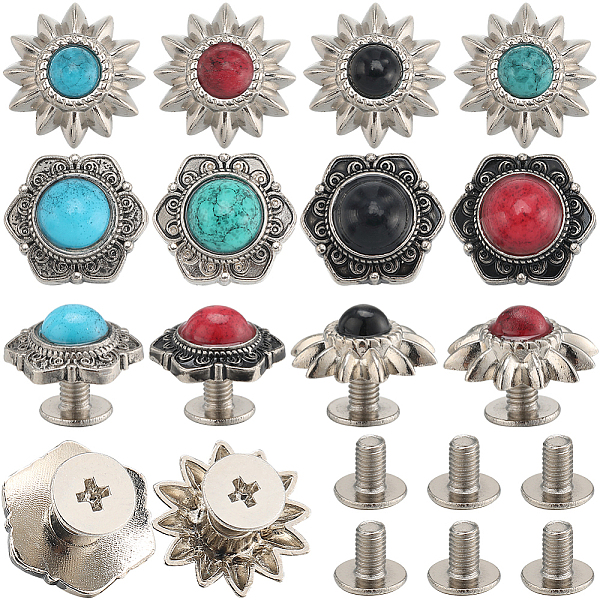 PandaHall CRASPIRE 24 Sets Faux Turquoise Flower Screw Back Buttons Decorative Buckle Vintage Western Style Replacement Buckle for DIY..., Multicolor
PandaHall CRASPIRE 24 Sets Faux Turquoise Flower Screw Back Buttons Decorative Buckle Vintage Western Style Replacement Buckle for DIY..., Multicolor