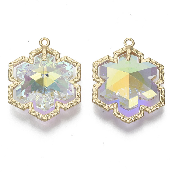 PandaHall Glass Rhinestone Pendants, with Light Gold Plated Brass Open Back Settings, Snowflake, for Christmas, Crystal AB, 28x22x9mm, Hole..., Clear
PandaHall Glass Rhinestone Pendants, with Light Gold Plated Brass Open Back Settings, Snowflake, for Christmas, Crystal AB, 28x22x9mm, Hole..., Clear