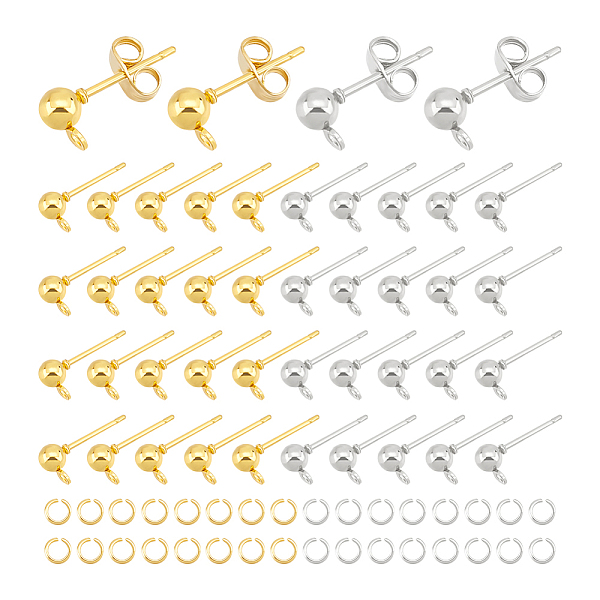 PandaHall Unicraftale 120Pcs 2 Colors Iron Ball Stud Earring Post, Earring Findings, with Horizontal Loops & 120Pcs 304 Stainless Steel Ear...
PandaHall Unicraftale 120Pcs 2 Colors Iron Ball Stud Earring Post, Earring Findings, with Horizontal Loops & 120Pcs 304 Stainless Steel Ear...