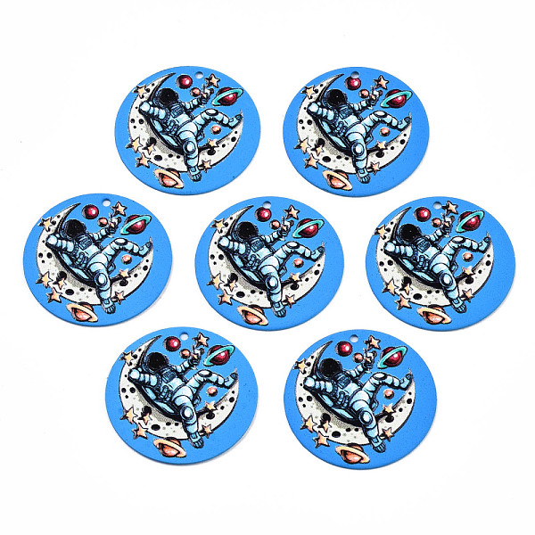 PandaHall Spray Painted Iron Pendants, Rubberized Style, 3D Printed, Moon and Spaceman Print Pattern, Flat Round, Dodger Blue, 25.5x0.8mm...
PandaHall Spray Painted Iron Pendants, Rubberized Style, 3D Printed, Moon and Spaceman Print Pattern, Flat Round, Dodger Blue, 25.5x0.8mm...