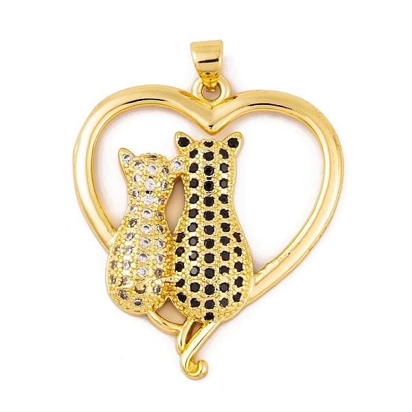 PandaHall Brass Micro Pave Cubic Zirconia Pendants, Real 18K Gold Plated Heart with Couple Cat Charms, Black, 35x30.5x5mm, Hole: 4.7x3.5mm...
PandaHall Brass Micro Pave Cubic Zirconia Pendants, Real 18K Gold Plated Heart with Couple Cat Charms, Black, 35x30.5x5mm, Hole: 4.7x3.5mm...