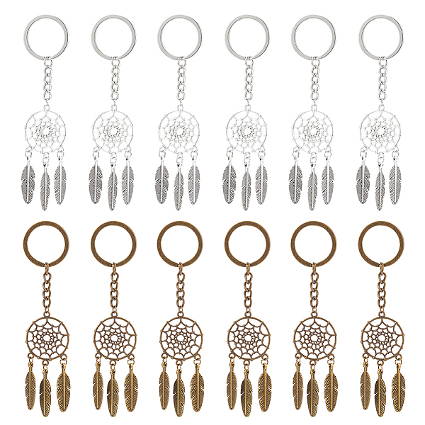 PandaHall 12Pcs 2 Colors Woven Net/Web with Feather Pendant Alloy Keychain, Mixed Color, 11.8cm, 6pcs/color Alloy Others
PandaHall 12Pcs 2 Colors Woven Net/Web with Feather Pendant Alloy Keychain, Mixed Color, 11.8cm, 6pcs/color Alloy Others