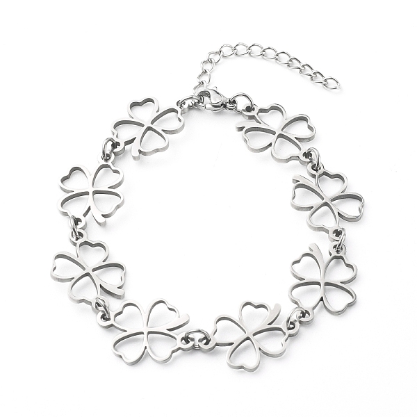 PandaHall 304 Stainless Steel Links Bracelets, Clover, Stainless Steel Color, 7 inch(17.8cm) 304 Stainless Steel
PandaHall 304 Stainless Steel Links Bracelets, Clover, Stainless Steel Color, 7 inch(17.8cm) 304 Stainless Steel