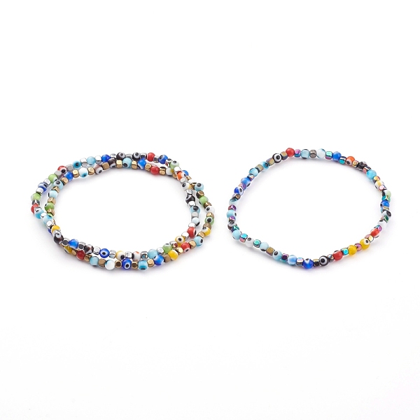 PandaHall Colorful Evil Eye Lampwork Stretch Beaded Bracelets Sets, with Electroplate Non-magnetic Synthetic Hematite Beads, Round & Cube..., Multicolor
PandaHall Colorful Evil Eye Lampwork Stretch Beaded Bracelets Sets, with Electroplate Non-magnetic Synthetic Hematite Beads, Round & Cube..., Multicolor