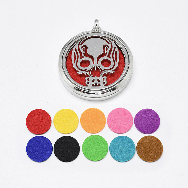 PandaHall Alloy Diffuser Locket Pendants, with Skull 304 Stainless Steel Findings and Random Single Color Non-Woven Fabric Cabochons Inside..., Multicolor
PandaHall Alloy Diffuser Locket Pendants, with Skull 304 Stainless Steel Findings and Random Single Color Non-Woven Fabric Cabochons Inside..., Multicolor