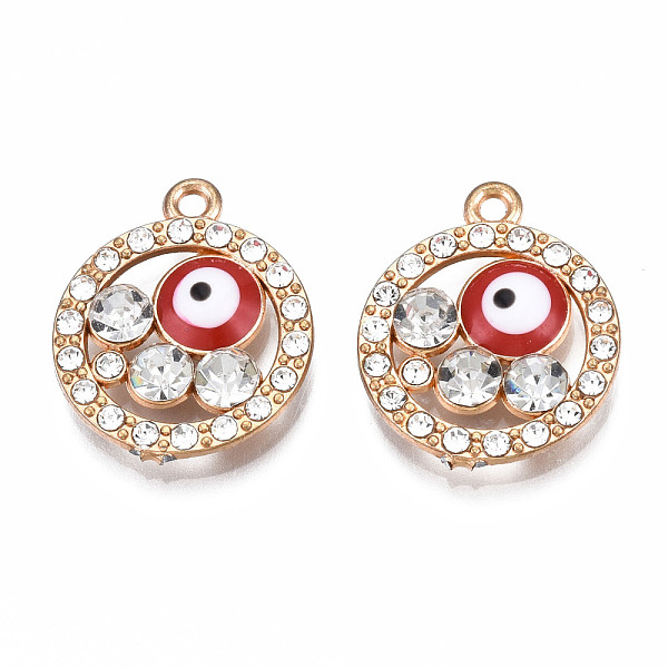 PandaHall Rack Plating Alloy Enamel Pendants, with Crystal Rhinestone, Cadmium Free & Nickel Free & Lead Free, Flat Round with Eye, Light..., Red
PandaHall Rack Plating Alloy Enamel Pendants, with Crystal Rhinestone, Cadmium Free & Nickel Free & Lead Free, Flat Round with Eye, Light..., Red