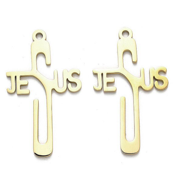 PandaHall 304 Stainless Steel Pendants, Cross with Word Jesus Charm, Golden, 39.5x22.5x1.5mm, Hole: 2mm 304 Stainless Steel Cross
PandaHall 304 Stainless Steel Pendants, Cross with Word Jesus Charm, Golden, 39.5x22.5x1.5mm, Hole: 2mm 304 Stainless Steel Cross