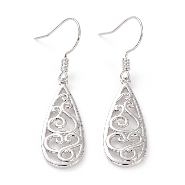 PandaHall Brass Dangle Earrings, Hollow Teardrop, Platinum, 42mm, Pin: 0.6mm Brass
PandaHall Brass Dangle Earrings, Hollow Teardrop, Platinum, 42mm, Pin: 0.6mm Brass
