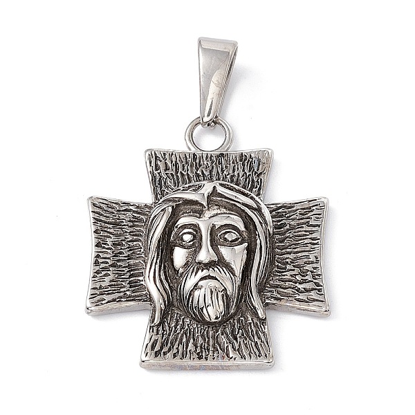 PandaHall Tibetan Style 304 Stainless Steel Pendants, Religion Cross with Jesus Charm, Antique Silver, 33x28.5x7mm, Hole: 9.5x4mm 304...
PandaHall Tibetan Style 304 Stainless Steel Pendants, Religion Cross with Jesus Charm, Antique Silver, 33x28.5x7mm, Hole: 9.5x4mm 304...