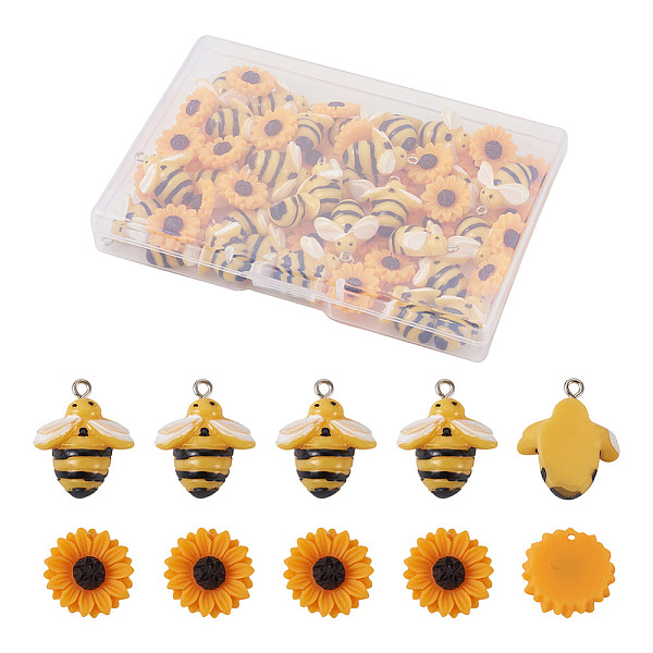 PandaHall Beadthoven 60pcs 2 style Opaque Resin Pendants, with Platinum Plated Iron Loop, Bees & Flower, Mixed Color, 16~25x4.5~15mm, hole..., Multicolor
PandaHall Beadthoven 60pcs 2 style Opaque Resin Pendants, with Platinum Plated Iron Loop, Bees & Flower, Mixed Color, 16~25x4.5~15mm, hole..., Multicolor