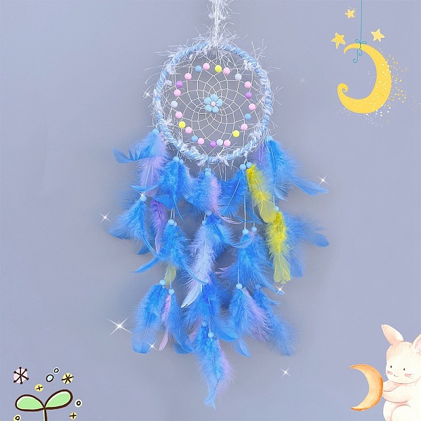 PandaHall Woven Web/Net with Feather Decorations, with Iron Ring, for Home Bedroom Hanging Decorations, Flower, Dodger Blue, 580mm Feather...
PandaHall Woven Web/Net with Feather Decorations, with Iron Ring, for Home Bedroom Hanging Decorations, Flower, Dodger Blue, 580mm Feather...