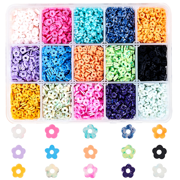 PandaHall Handmade Polymer Clay Bead Strands, Flower, Mixed Color, 4~6x4~6x1~1.5mm, Hole: 2mm, 15colors, about 430pcs/color, 6450pcs/box..., Multicolor
PandaHall Handmade Polymer Clay Bead Strands, Flower, Mixed Color, 4~6x4~6x1~1.5mm, Hole: 2mm, 15colors, about 430pcs/color, 6450pcs/box..., Multicolor