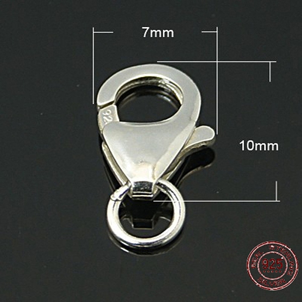 PandaHall 925 Sterling Silver Lobster Claw Clasps, with Jump Rings, Silver, 10x7x2.5mm, Hole: 3mm Sterling Silver Teardrop
PandaHall 925 Sterling Silver Lobster Claw Clasps, with Jump Rings, Silver, 10x7x2.5mm, Hole: 3mm Sterling Silver Teardrop