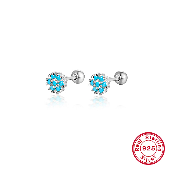 PandaHall Rhodium Plated Platinum 925 Sterling Silver Flower Stud Earrings, with Cubic Zirconia, Deep Sky Blue, 5mm Sterling Silver Flower
PandaHall Rhodium Plated Platinum 925 Sterling Silver Flower Stud Earrings, with Cubic Zirconia, Deep Sky Blue, 5mm Sterling Silver Flower