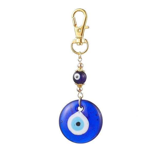 PandaHall Handmade Evil Eye Lampwork Pendant Decorations, with Alloy Swivel Lobster Claw Clasps, Flat Round, Golden, 90mm Lampwork Flat..., Blue
PandaHall Handmade Evil Eye Lampwork Pendant Decorations, with Alloy Swivel Lobster Claw Clasps, Flat Round, Golden, 90mm Lampwork Flat..., Blue
