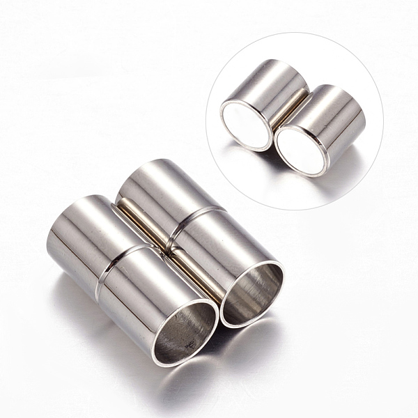 PandaHall Column 304 Stainless Steel Magnetic Clasps with Glue-in Ends, Stainless Steel Color, 20x9mm, Hole: 8mm 304 Stainless Steel Column
PandaHall Column 304 Stainless Steel Magnetic Clasps with Glue-in Ends, Stainless Steel Color, 20x9mm, Hole: 8mm 304 Stainless Steel Column