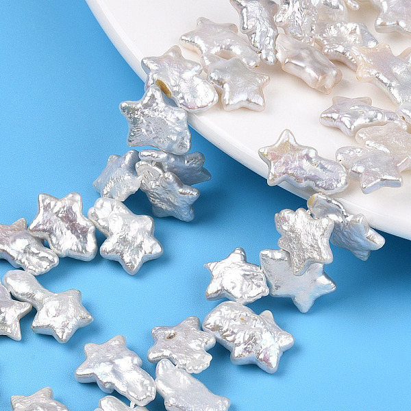 PandaHall Natural Nucleated Baroque Keshi Pearl Beads Strands, Cultured Freshwater Pearl, Star, Top Drilled, Seashell Color...
PandaHall Natural Nucleated Baroque Keshi Pearl Beads Strands, Cultured Freshwater Pearl, Star, Top Drilled, Seashell Color...