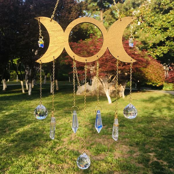 PandaHall Glass Pendant Decorations, with Wood Triple Moon Sun Link, Window Hanging Suncatchers, Clear, 350x150mm Glass Moon Clear
PandaHall Glass Pendant Decorations, with Wood Triple Moon Sun Link, Window Hanging Suncatchers, Clear, 350x150mm Glass Moon Clear