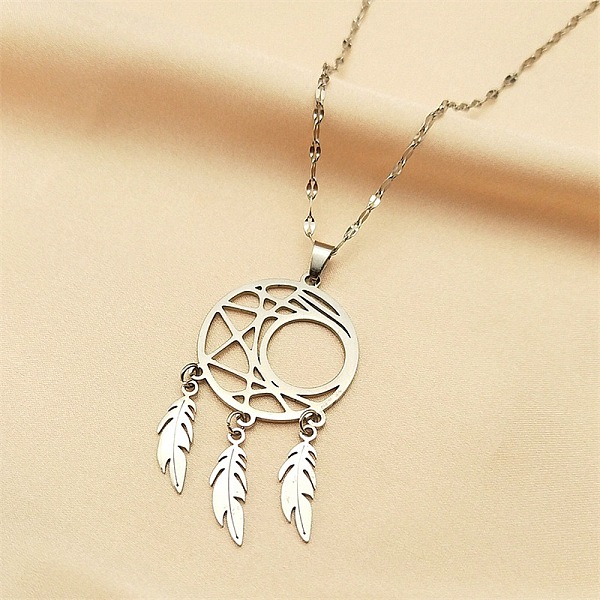 PandaHall Woven Net/Web with Feather 304 Stainless Steel Pendant Necklaces for Women, Stainless Steel Color, 15.98 inch(40.6cm) 304...
PandaHall Woven Net/Web with Feather 304 Stainless Steel Pendant Necklaces for Women, Stainless Steel Color, 15.98 inch(40.6cm) 304...