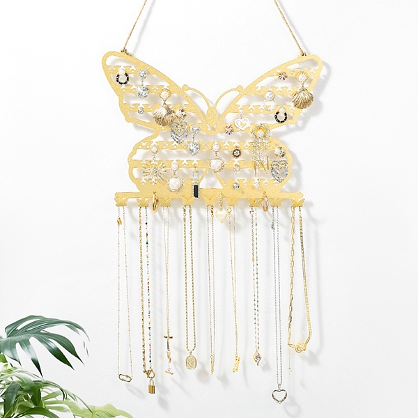 PandaHall Butterfly Iron Wall Mounted Jewelry Display Rack, For Hanging Necklaces Earrings Bracelets, Golden, 48x30x1.5cm Iron
PandaHall Butterfly Iron Wall Mounted Jewelry Display Rack, For Hanging Necklaces Earrings Bracelets, Golden, 48x30x1.5cm Iron