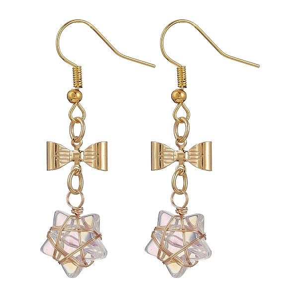 PandaHall Glass Star Dangle Earrings, Golden 304 Stainless Steel Bowknot Drop Earrings, Clear AB, 48x12.5mm Glass Star White
PandaHall Glass Star Dangle Earrings, Golden 304 Stainless Steel Bowknot Drop Earrings, Clear AB, 48x12.5mm Glass Star White