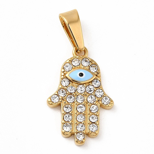 PandaHall Ion Plating(IP) 304 Stainless Steel Micro Pave Clear Cubic Zirconia Pendants, with Enamel, Hamsa Hand, Golden, 20x13x2.5mm, Hole...
PandaHall Ion Plating(IP) 304 Stainless Steel Micro Pave Clear Cubic Zirconia Pendants, with Enamel, Hamsa Hand, Golden, 20x13x2.5mm, Hole...